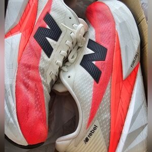 New Balance White and Red Running Shoes